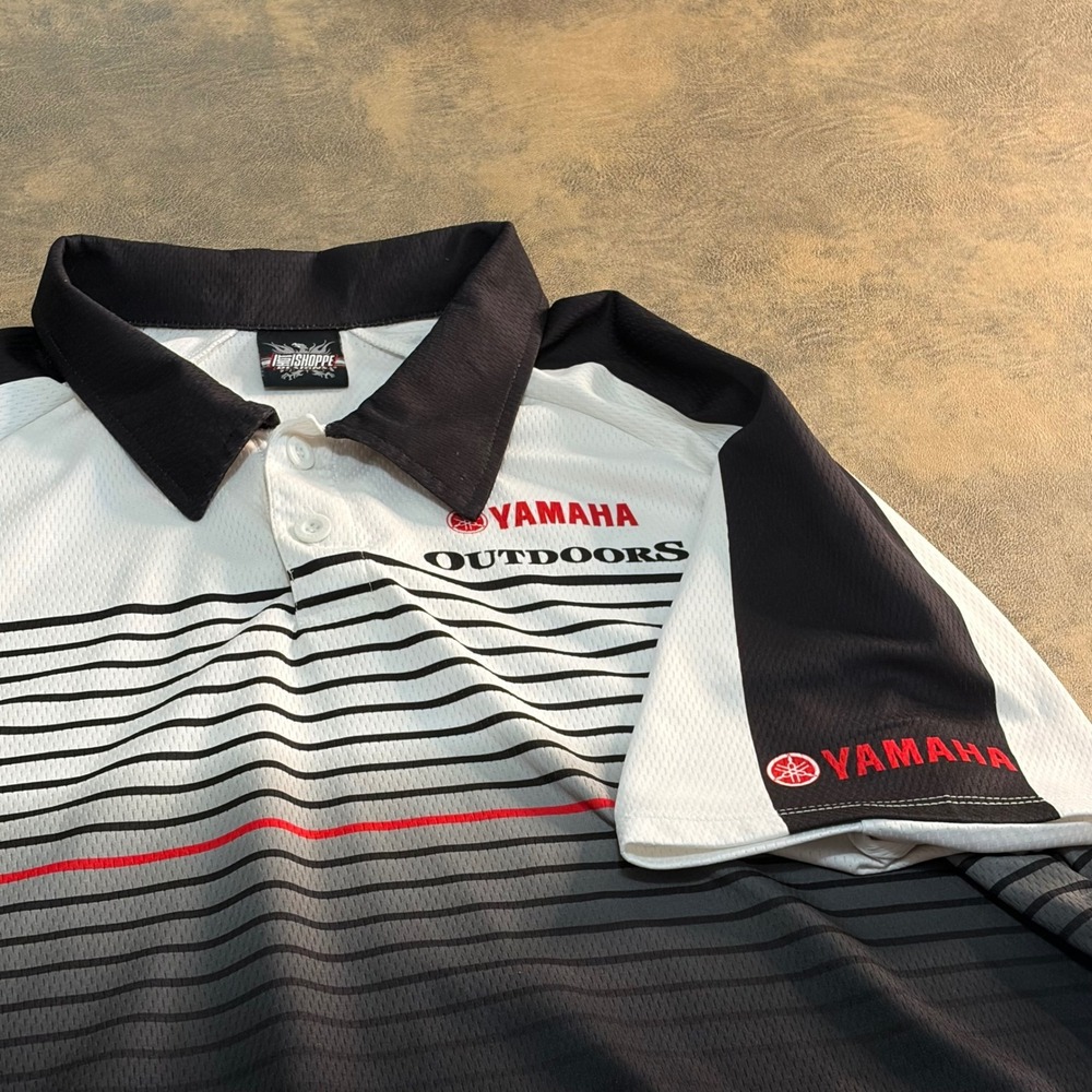 Yamaha Polo Shirt Mens 2X Black White Outdoors Racing Air Kontrol Hot Shoppe USA